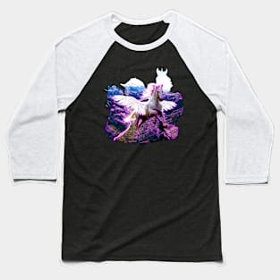 Stunning Pink Flying Unicorn Baseball T-Shirt